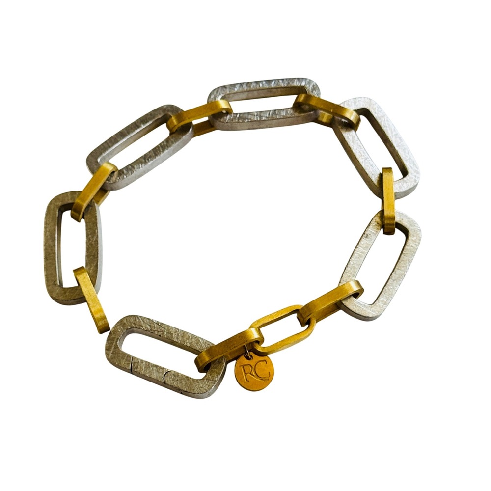 Rc Rustic Cuff Bracelet Rectangular Bar Link Sign… - image 1